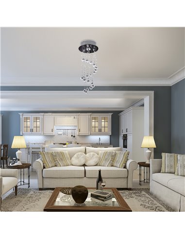 HOMCOM Metal Crystal Ceiling Light Chandelier, Silver B31-087
