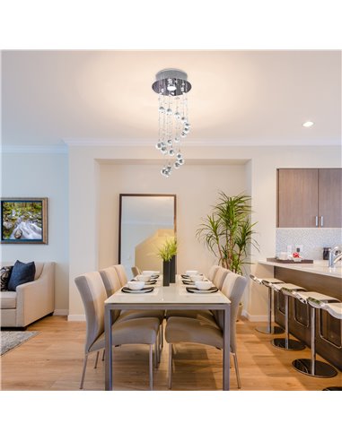HOMCOM Metal Crystal Ceiling Light Chandelier, Silver B31-087