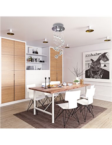 HOMCOM Metal Crystal Ceiling Light Chandelier, Silver B31-087