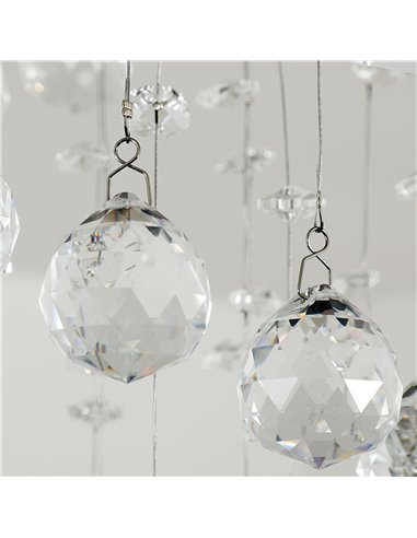HOMCOM Metal Crystal Ceiling Light Chandelier, Silver B31-087