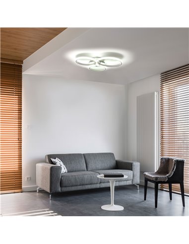 HOMCOM Modern Three Circle LED Ceiling Lamp Light with Metal Base B31-220