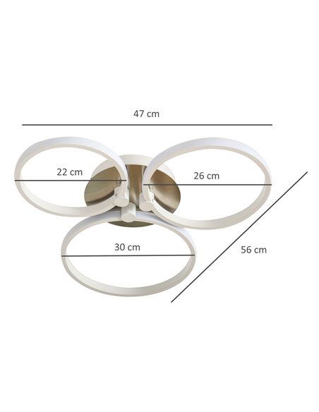 HOMCOM Modern Three Circle LED Ceiling Lamp Light with Metal Base B31-220 - pic 25694 | FastDaddyshop