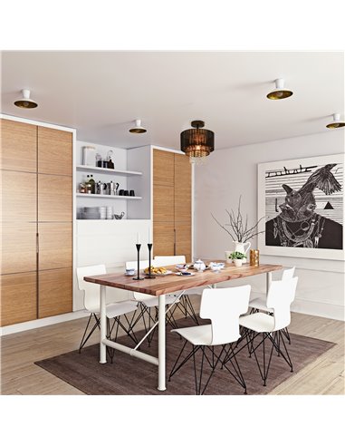 HOMCOM Vintage Metal Ceiling Light Chandelier with 2 Drum Shape Lampshade, Black B31-276