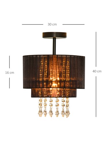 HOMCOM Vintage Metal Ceiling Light Chandelier with 2 Drum Shape Lampshade, Black B31-276