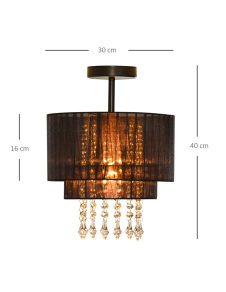 HOMCOM Vintage Metal Ceiling Light Chandelier with 2 Drum Shape Lampshade, Black B31-276 - pic 25703 | FastDaddyshop