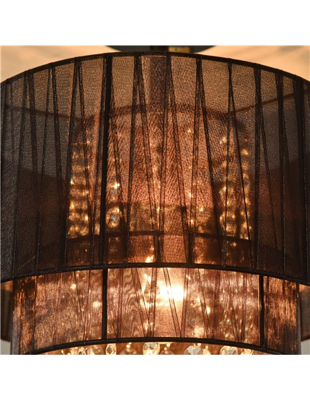 HOMCOM Vintage Metal Ceiling Light Chandelier with 2 Drum Shape Lampshade, Decorative Acrylic Crystal Pendants for Living Room,  - pic 25707 | FastDaddyshop