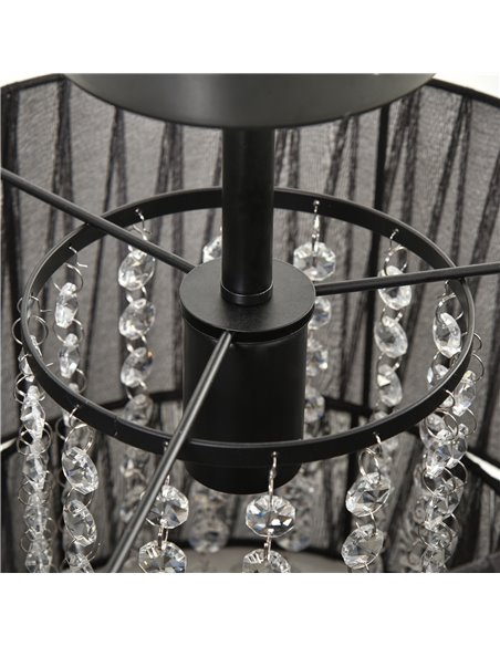 HOMCOM Vintage Metal Ceiling Light Chandelier with 2 Drum Shape Lampshade, Decorative Acrylic Crystal Pendants for Living Room,  - pic 25709 | FastDaddyshop