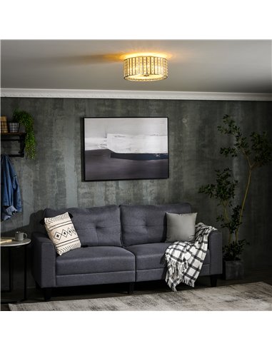 HOMCOM Modern K9 Crystal Chandelier with Double Layer Lampshade, Ф35 cm B31-419V00SR