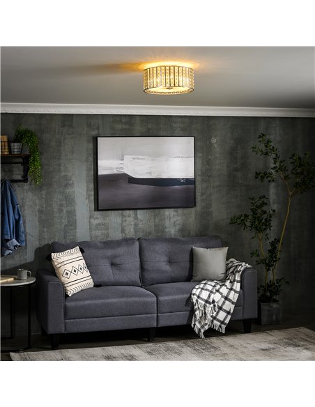 HOMCOM Modern K9 Crystal Chandelier with Double Layer Lampshade, Ф35 cm B31-419V00SR - pic 25720 | FastDaddyshop