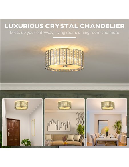 HOMCOM Modern K9 Crystal Chandelier with Double Layer Lampshade, Ф35 cm B31-419V00SR - pic 25722 | FastDaddyshop