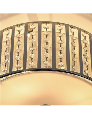 HOMCOM Modern K9 Crystal Chandelier Ceiling Light with Double Layer Lampshade, Round Pendant Light for Living Room, 4 G9 Bulbs