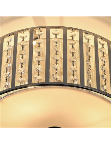 HOMCOM Modern K9 Crystal Chandelier Ceiling Light with Double Layer Lampshade, Round Pendant Light for Living Room, 4 G9 Bulbs - pic 25726 | FastDaddyshop