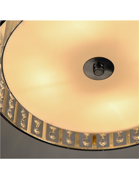 HOMCOM Modern K9 Crystal Chandelier Ceiling Light with Double Layer Lampshade, Round Pendant Light for Living Room, 4 G9 Bulbs - pic 25727 | FastDaddyshop