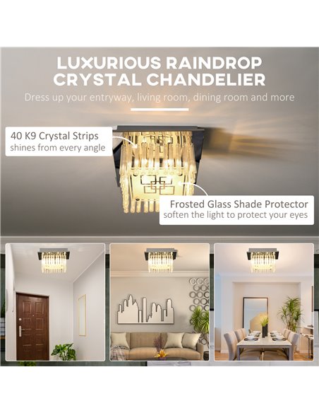 HOMCOM Modern Raindrop K9 Crystal Chandelier, 32W x 20H cm B31-418V00SR - pic 25731 | FastDaddyshop