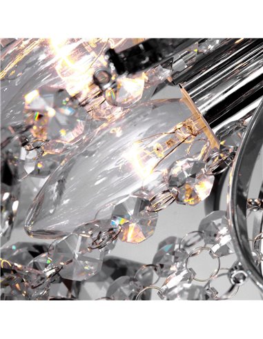 HOMCOM 3 Lights Mordern Style Ceiling Chandelier Pendant Crystal Light w/ Transparent K9 Crystal Droplets D40 X 28H (CM)