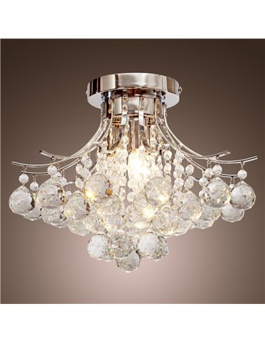 HOMCOM 3 Lights Mordern Style Ceiling Chandelier Pendant Crystal Light w/ Transparent K9 Crystal Droplets D40 X 28H (CM)