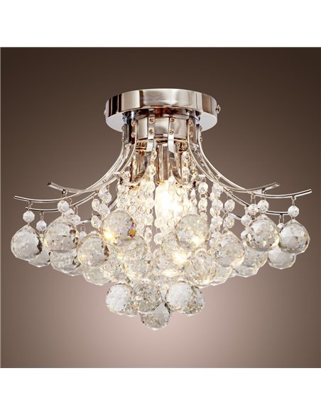 HOMCOM 3 Lights Mordern Style Ceiling Chandelier Pendant Crystal Light w/ Transparent K9 Crystal Droplets D40 X 28H (CM) - pic 25754 | FastDaddyshop