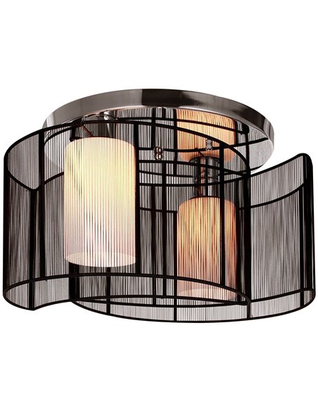 HOMCOM Metal Ceiling Light Chandelier, Ф40x25H cm, Chrome/Fabric, Black B31-003 - pic 25755 | FastDaddyshop
