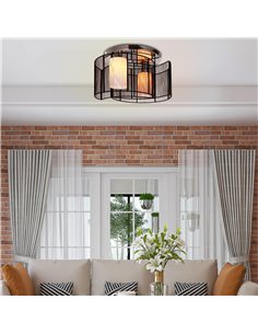 HOMCOM Metal Ceiling Light Chandelier, Ф40x25H cm, Chrome/Fabric, Black B31-003 2