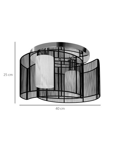HOMCOM Metal Ceiling Light Chandelier, Ф40x25H cm, Chrome/Fabric, Black B31-003