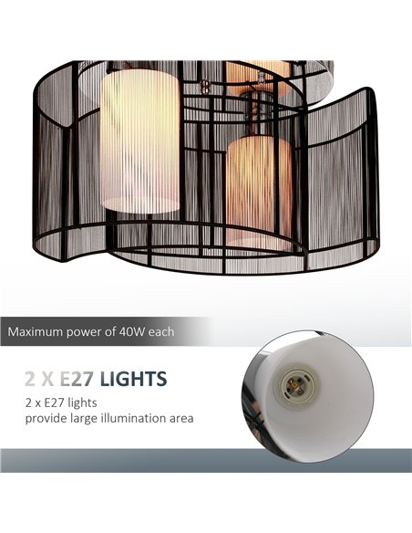 HOMCOM Metal Ceiling Light Chandelier, Ф40x25H cm, Chrome/Fabric, Black B31-003 - pic 25760 | FastDaddyshop