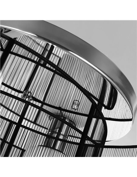 HOMCOM Metal Ceiling Light Chandelier, Ф40x25H cm, Chrome/Fabric, Black B31-003 - pic 25761 | FastDaddyshop