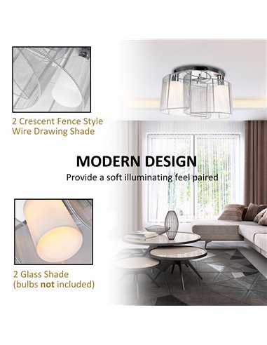 HOMCOM Modern Design Mini Style Flush Mount Ceiling Light White B31-004