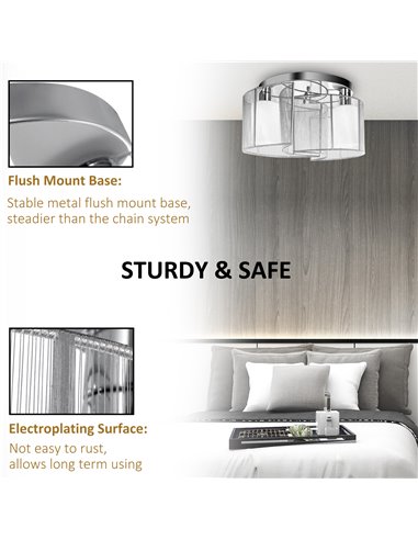 HOMCOM Modern Design Mini Style Flush Mount Ceiling Light White B31-004
