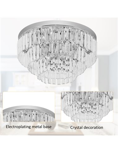 HOMCOM Round Crystal Ceiling Light, 7 Lights Chandelier B31-063