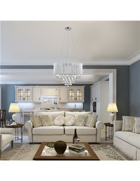 HOMCOM Elegant Modern Crystallite Ceiling Chandelier, Silver, Ф54 x 40cm B31-181SR - pic 25783 | FastDaddyshop