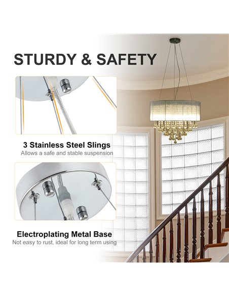 HOMCOM Elegant Modern Crystallite Ceiling Chandelier, Silver, Ф54 x 40cm B31-181SR - pic 25786 | FastDaddyshop