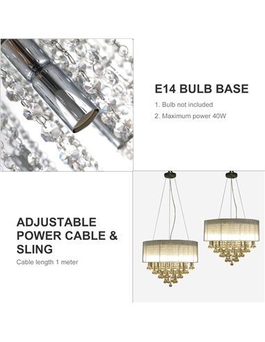 HOMCOM Elegant Modern Crystallite Ceiling Chandelier, Silver, Ф54 x 40cm B31-181SR