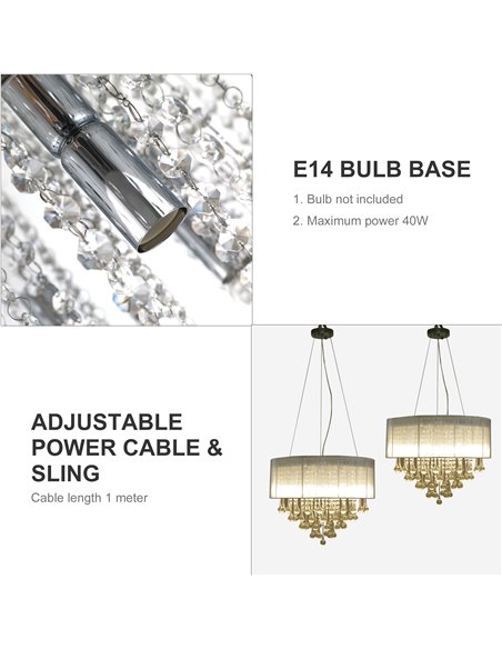 HOMCOM Elegant Modern Crystallite Ceiling Chandelier, Silver, Ф54 x 40cm B31-181SR - pic 25787 | FastDaddyshop