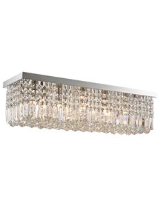 HOMCOM Modern Crystal Ceiling Light Square Crystal Chandelier for Living Room, Dining Room, Hall, E14 Base, Silver, 80 x 25 x 23