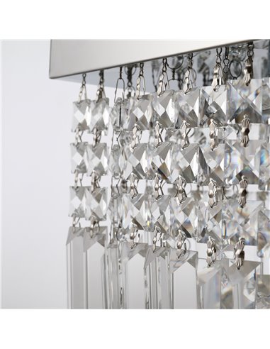 HOMCOM Modern Crystal Ceiling Light Square Crystal Chandelier for Living Room, Dining Room, Hall, E14 Base, Silver, 80 x 25 x 23