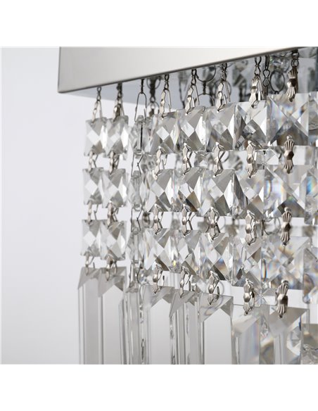 HOMCOM Modern Crystal Ceiling Light Square Crystal Chandelier for Living Room, Dining Room, Hall, E14 Base, Silver, 80 x 25 x 23 - pic 25798 | FastDaddyshop