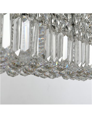 HOMCOM Modern Crystal Ceiling Light Square Crystal Chandelier for Living Room, Dining Room, Hall, E14 Base, Silver, 80 x 25 x 23