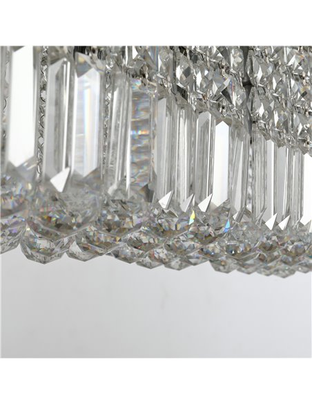 HOMCOM Modern Crystal Ceiling Light Square Crystal Chandelier for Living Room, Dining Room, Hall, E14 Base, Silver, 80 x 25 x 23 - pic 25799 | FastDaddyshop