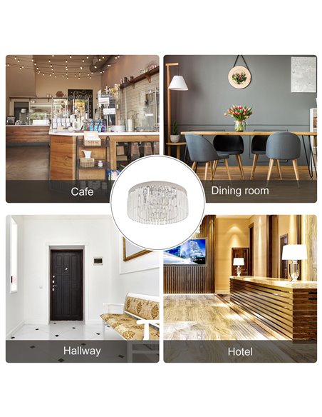 HOMCOM Crystal Ceiling Light Modern Chandeliers w/ Stainless Steel Base 10 Lights Elegant Flush Mount Ceiling Lighting - pic 25814 | FastDaddyshop