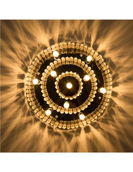 HOMCOM Crystal Ceiling Light Modern Chandeliers w/ Stainless Steel Base 10 Lights Elegant Flush Mount Ceiling Lighting - pic 25815 | FastDaddyshop
