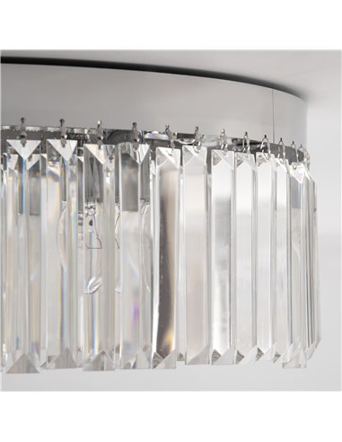HOMCOM Crystal Ceiling Light Modern Chandeliers w/ Stainless Steel Base 10 Lights Elegant Flush Mount Ceiling Lighting