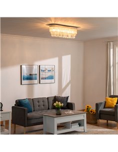 HOMCOM Modern Raindrop Crystal Chandelier, Linear Hanging Lighting, Silver B31-303 2