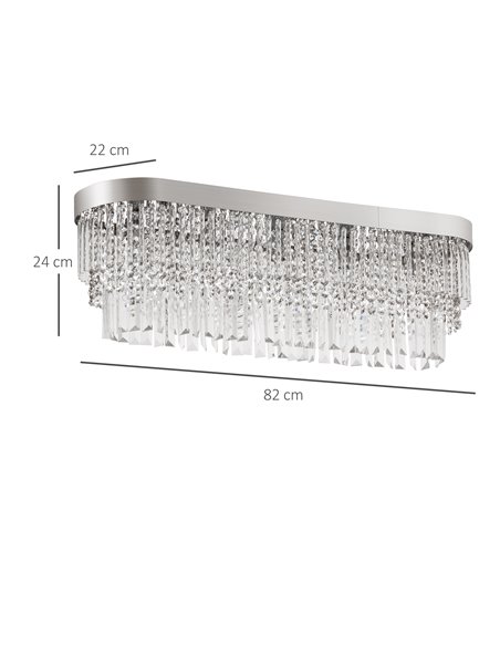 HOMCOM Modern Raindrop Crystal Chandelier, Linear Hanging Lighting, Silver B31-303 - pic 25820 | FastDaddyshop