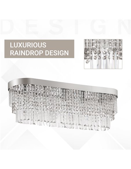 HOMCOM Modern Raindrop Crystal Chandelier, Linear Hanging Lighting, Silver B31-303 - pic 25821 | FastDaddyshop