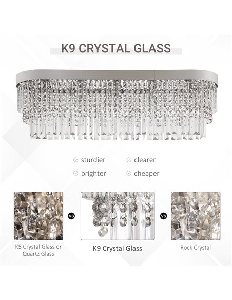 HOMCOM Modern Raindrop Crystal Chandelier, Linear Hanging Lighting, Silver B31-303 - pic 25822 | FastDaddyshop