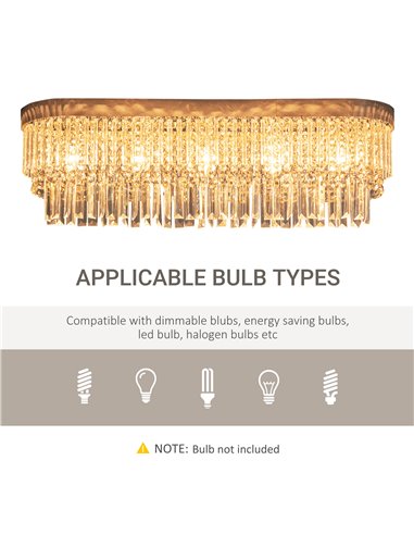 HOMCOM Modern Raindrop Crystal Chandelier, Linear Hanging Lighting, Silver B31-303