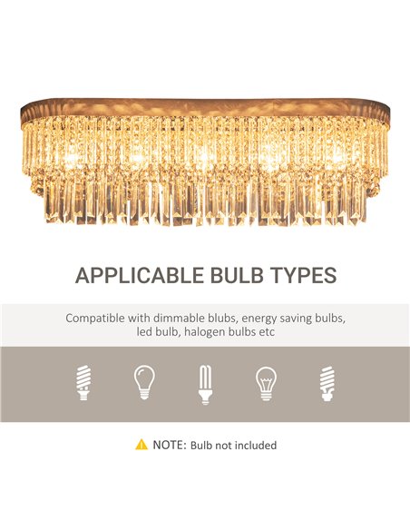 HOMCOM Modern Raindrop Crystal Chandelier, Linear Hanging Lighting, Silver B31-303 - pic 25823 | FastDaddyshop