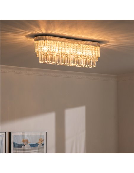 HOMCOM Modern Raindrop Crystal Chandelier, Linear Hanging Lighting, Silver B31-303 - pic 25824 | FastDaddyshop