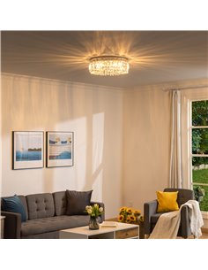 HOMCOM Crystal Ceiling Light, Modern Chandelier with Crystal Decorations, Silver B31-300 2