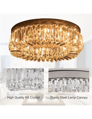 HOMCOM Crystal Ceiling Light, Modern Chandelier with Crystal Decorations, Silver B31-300